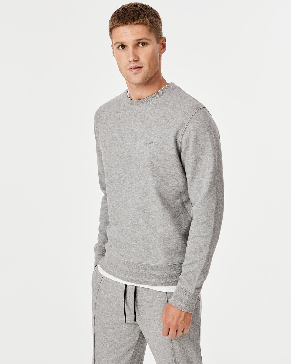 Logo Crew Neck Jumper, Light Grey Marle, hi-res